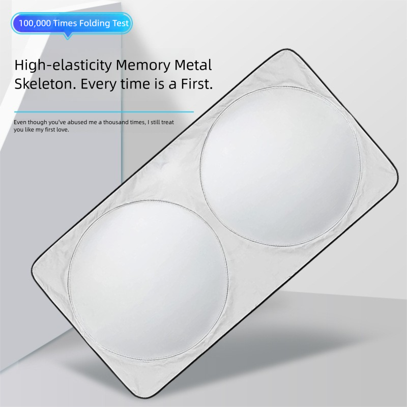Foldable Windshield Sunshade – Mirror Cut-Out, UV Protection, 240T Reflective Material, Fits Cars, SUVs & Trucks