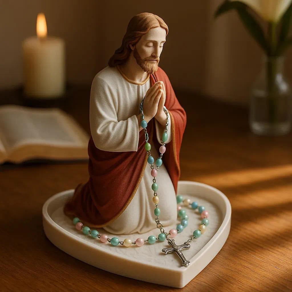🙏 Virgin Mary & Jesus Resin Figurine – Faith-Inspired Jewelry Holder & Home Decor