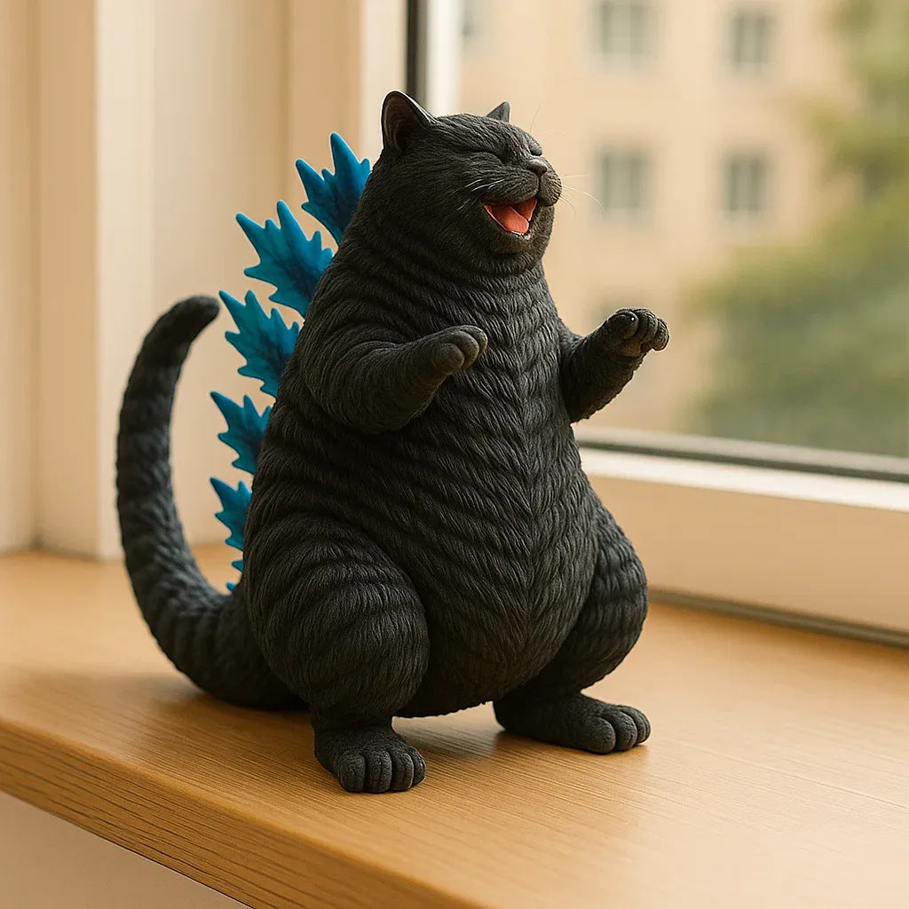 Monster Cat Figurine 🐾 – Godzilla Style Desktop Decor Statue