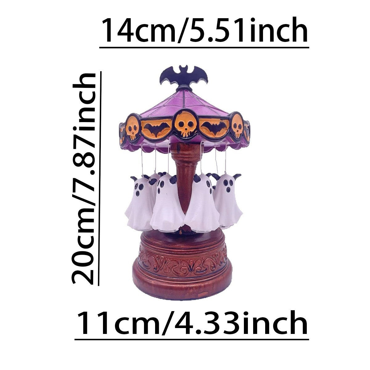 🎠 Ghost Rotating Wooden Horse Lantern – Spooky Halloween Carousel Light