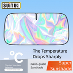 Foldable Windshield Sunshade – Mirror Cut-Out, UV Protection, 240T Reflective Material, Fits Cars, SUVs & Trucks