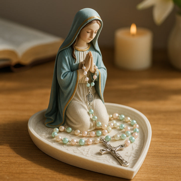 🙏 Virgin Mary & Jesus Resin Figurine – Faith-Inspired Jewelry Holder & Home Decor