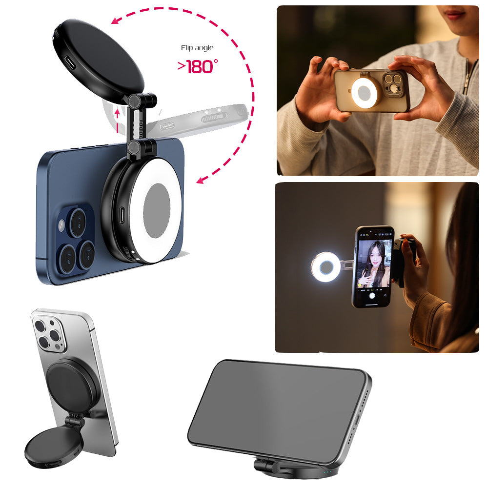 ✨ MagSafe Magnetic Selfie Light – Portable Ring Light & Phone Stand for Perfect Shots