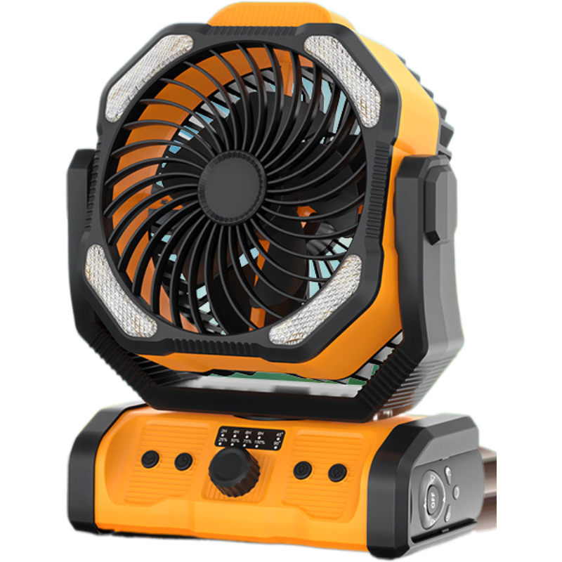 Rechargeable Camping Fan – 24000mAh Battery, LED Light, 360° Oscillation