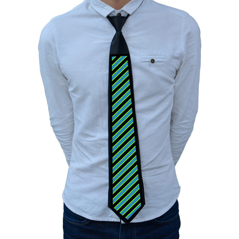 🎤 Sound-Activated Glowing Tie – EL Light-Up Party Tie for Christmas &amp; Halloween