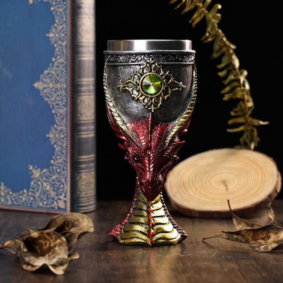 Dragon’s Fury Mug 🐉🔥 – Fantasy Resin Stainless Steel Coffee & Wine Goblet