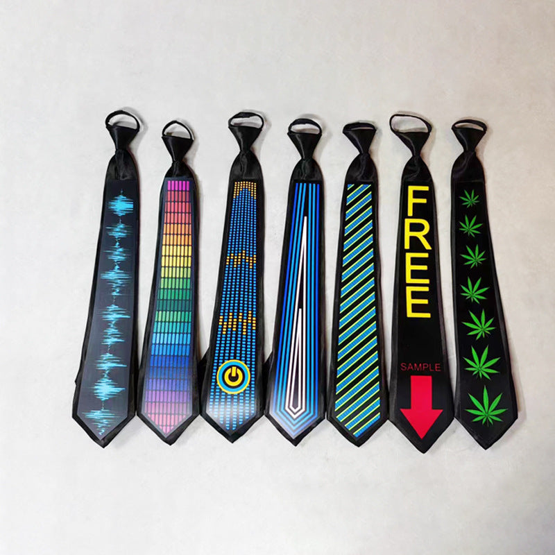 🎤 Sound-Activated Glowing Tie – EL Light-Up Party Tie for Christmas &amp; Halloween