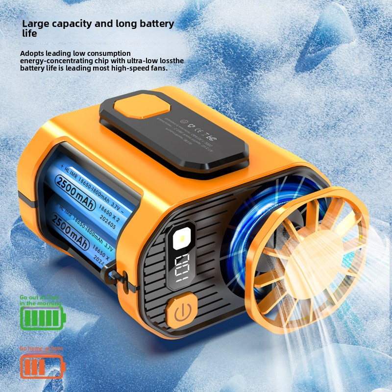 Outdoor Waist Clip Fan – 10-Speed Portable Cooling Fan with Power Bank & Flashlight