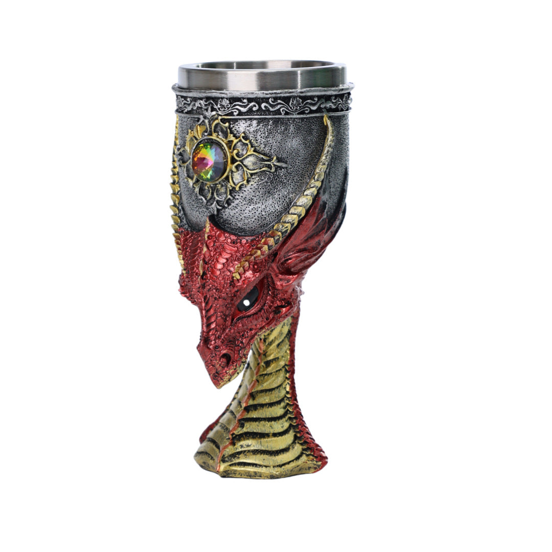 Dragon’s Fury Mug 🐉🔥 – Fantasy Resin Stainless Steel Coffee & Wine Goblet
