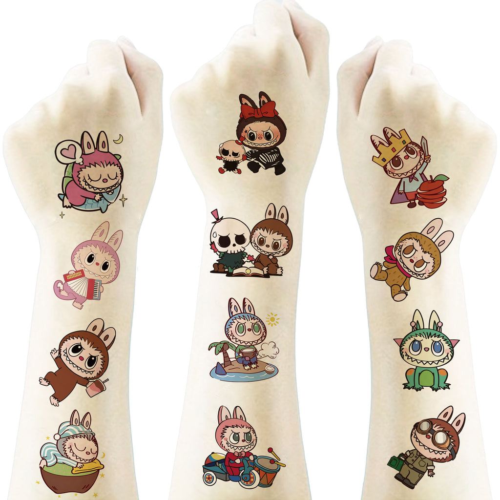 Cartoon Temporary Tattoo Stickers Set - 30 unique designs