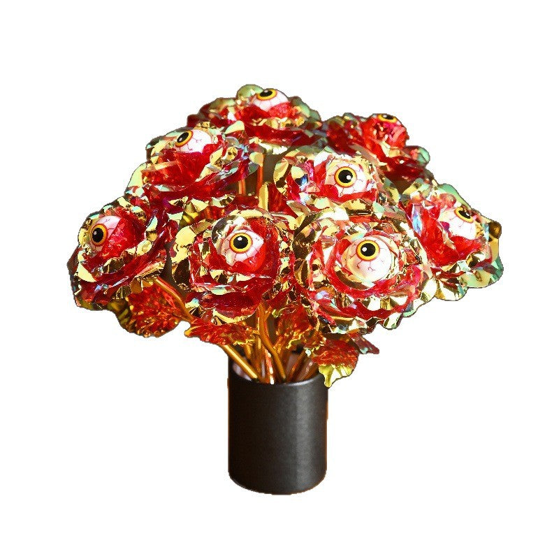 Black Eyeball Rose 🌹👁 – Halloween Gold Foil Gothic Flower Decoration(Pack of 10)