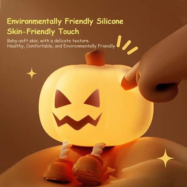 🎃 Halloween Pumpkin Night Light – Soft Silicone Tap Control LED Lamp | Rechargeable