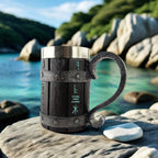 Viking Barrel Beer Mug 🍺 – Nordic Pirate Wooden Tankard for Ale & Mead