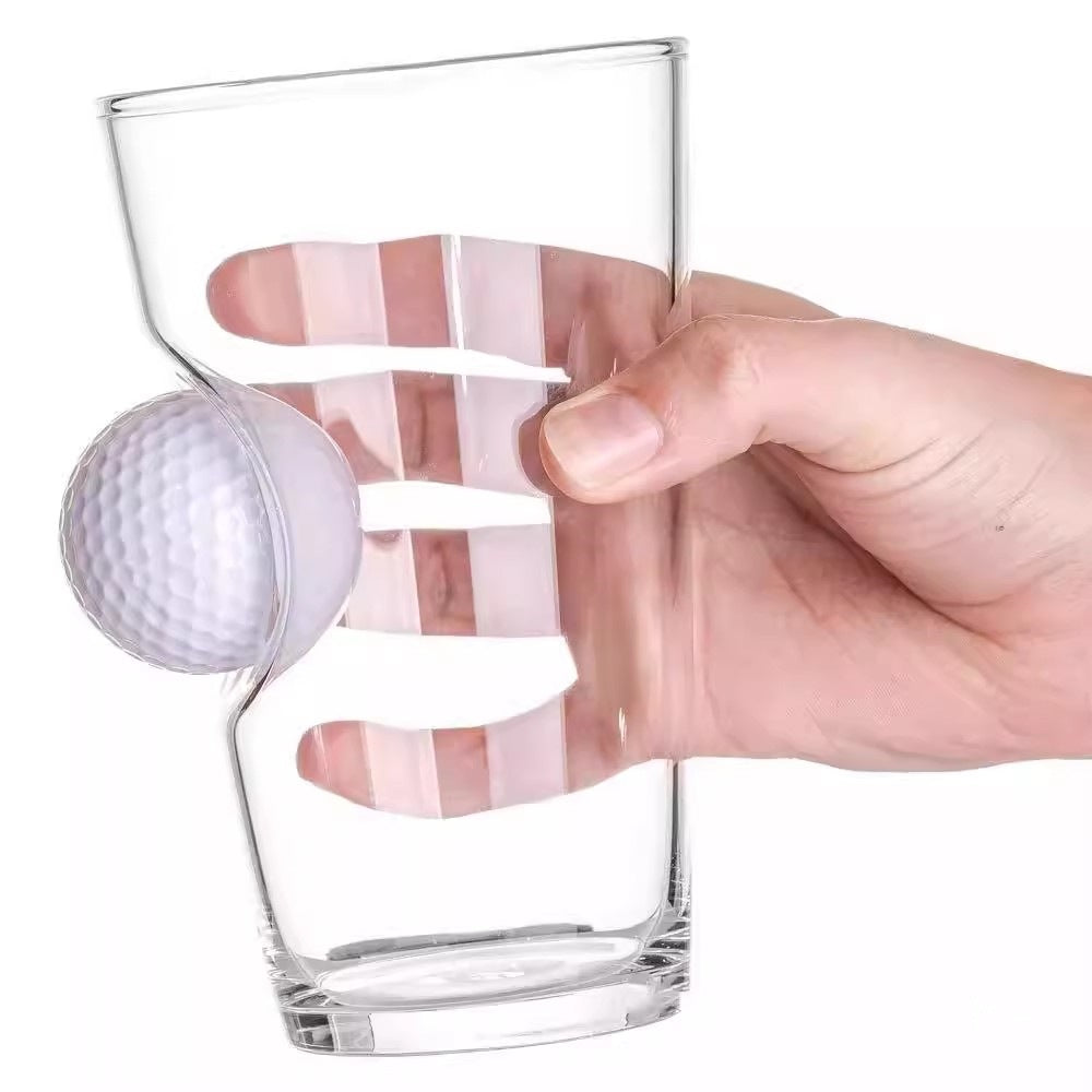 Stuck-in-Glass Golf Beer Mug – Fun Golf Ball Design Beer Glass （460ML）🍺⛳