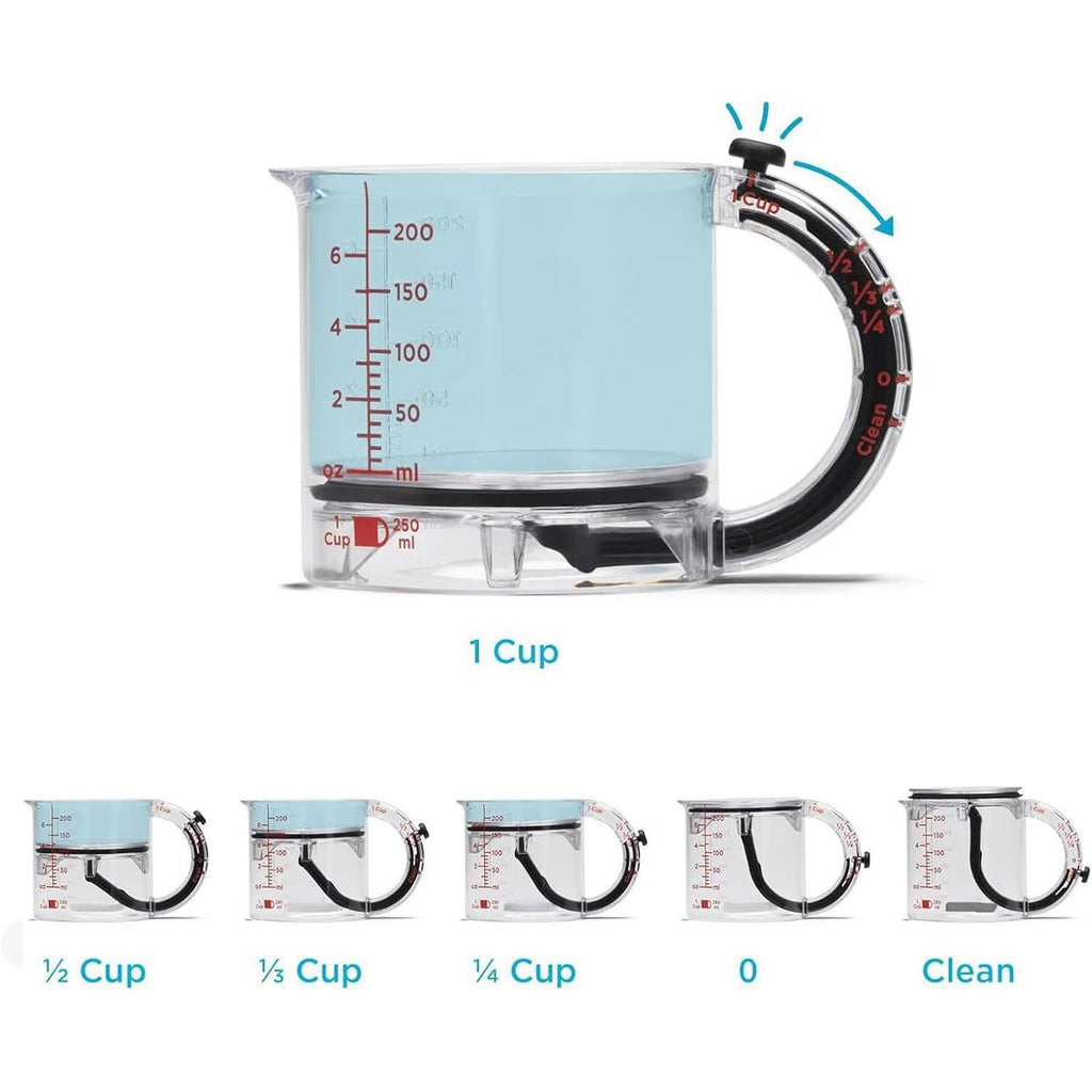 🍳 4-in-1 Adjustable Measuring Cup – Easy to Clean, Perfect for Cooking & Baking