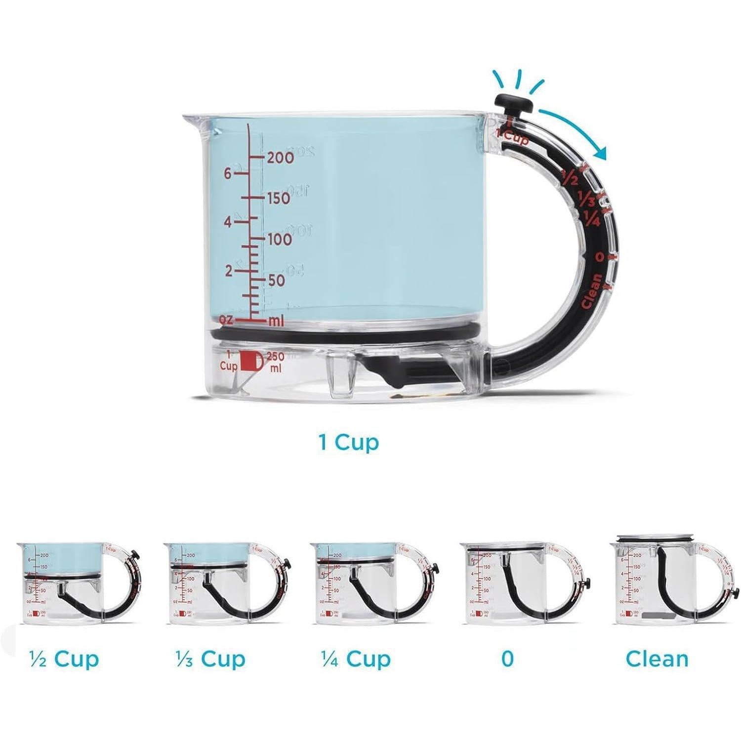 🍳 4-in-1 Adjustable Measuring Cup – Easy to Clean, Perfect for Cooking & Baking