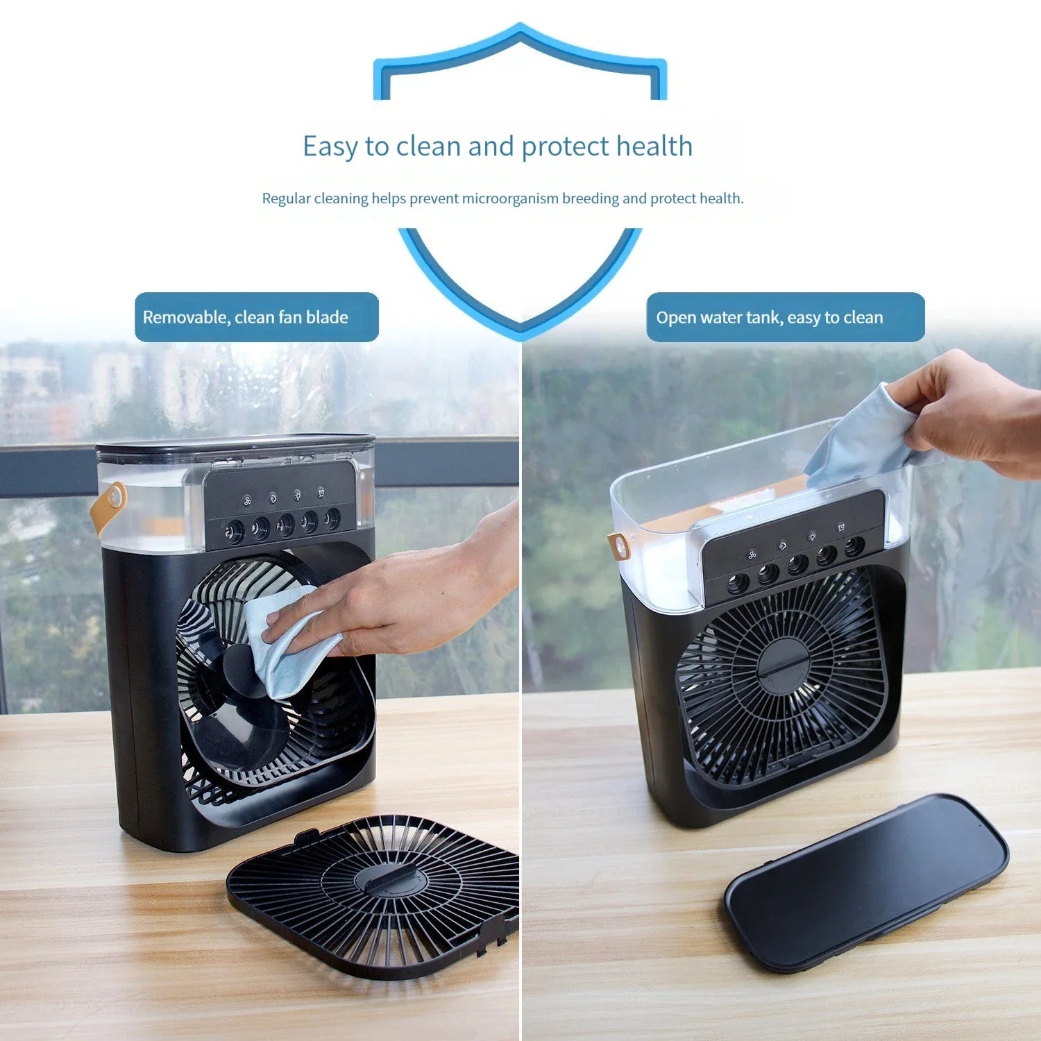 USB Fan, Misting Fan, Mini Evaporative Cooler with LED Light