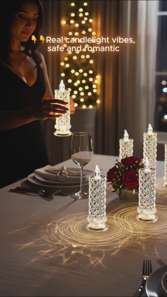 Set of 4, LED Crystal Candle Lights - Romantic Tabletop Night Lights for Bedroom Decorations, Gifts, Anniversary and Parties, Suitable for Wedding, Birthday, Holiday Tabletop Decorative Lights | FREE SHIPPING