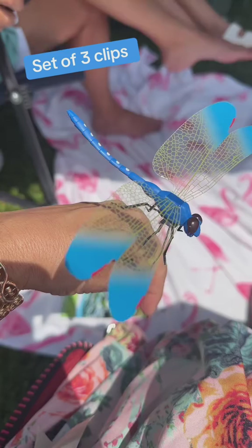 3PCS Outdoor Dragonfly Rod Clip, Garden Metal Dragonfly Clip