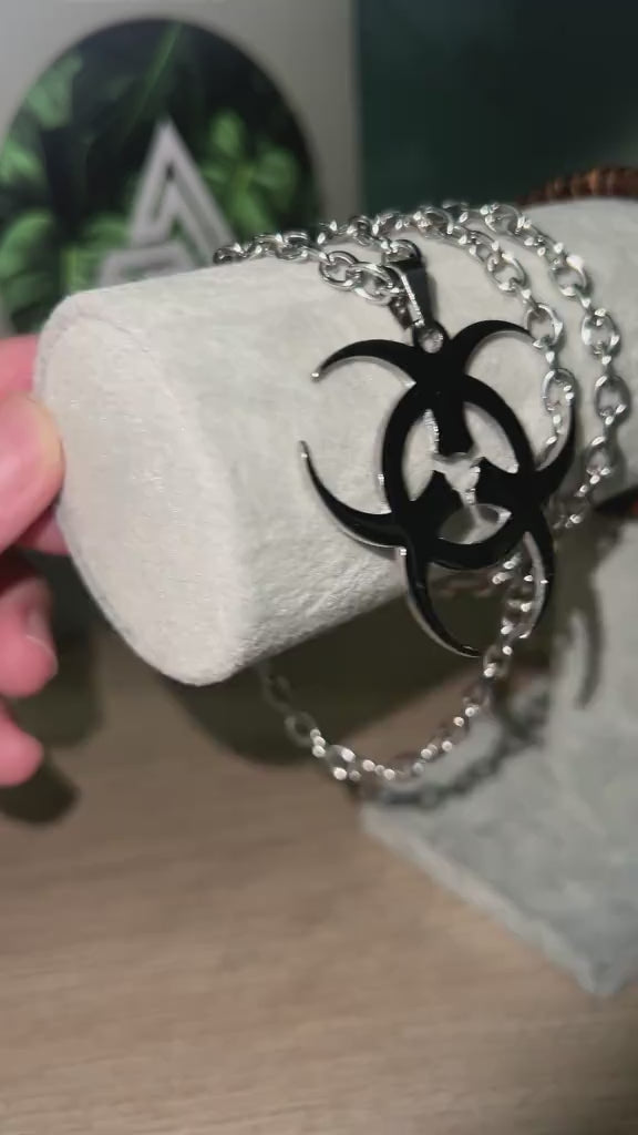 Biohazard Pattern Necklace, Unique Style Pendant Jewelry, Trendy Accessory for Daily Wear, Fashionable Gift Idea | FREE SHIPPING